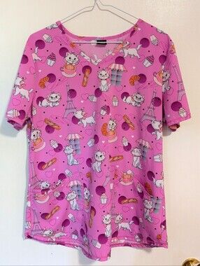 Pink Disney Marie Scrub Top